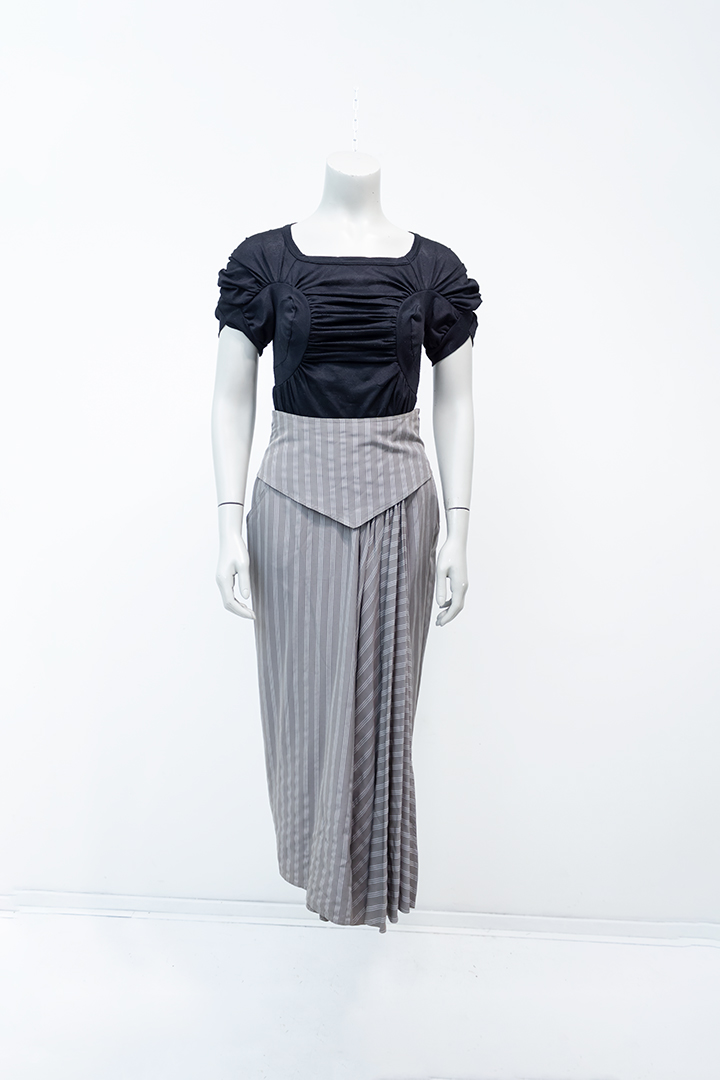 Gestreepte grijze rok Sportmax jaren 90