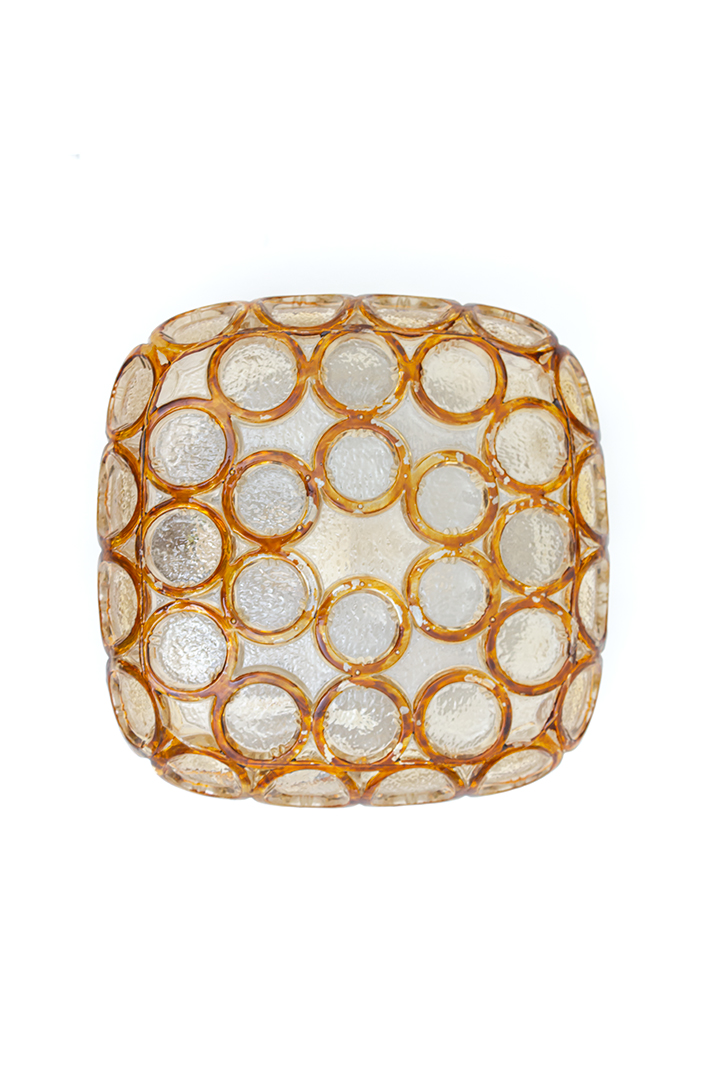 Vintage plafonniere bubbels glas vierkant Herda