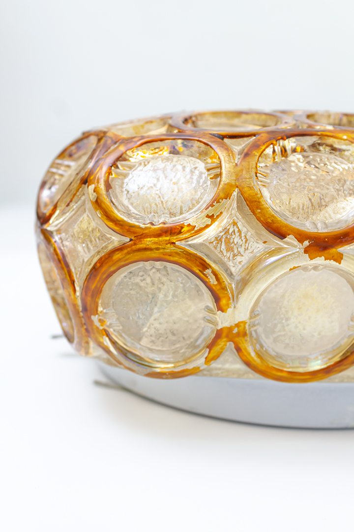 Vintage plafonniere bubbels glas vierkant Herda