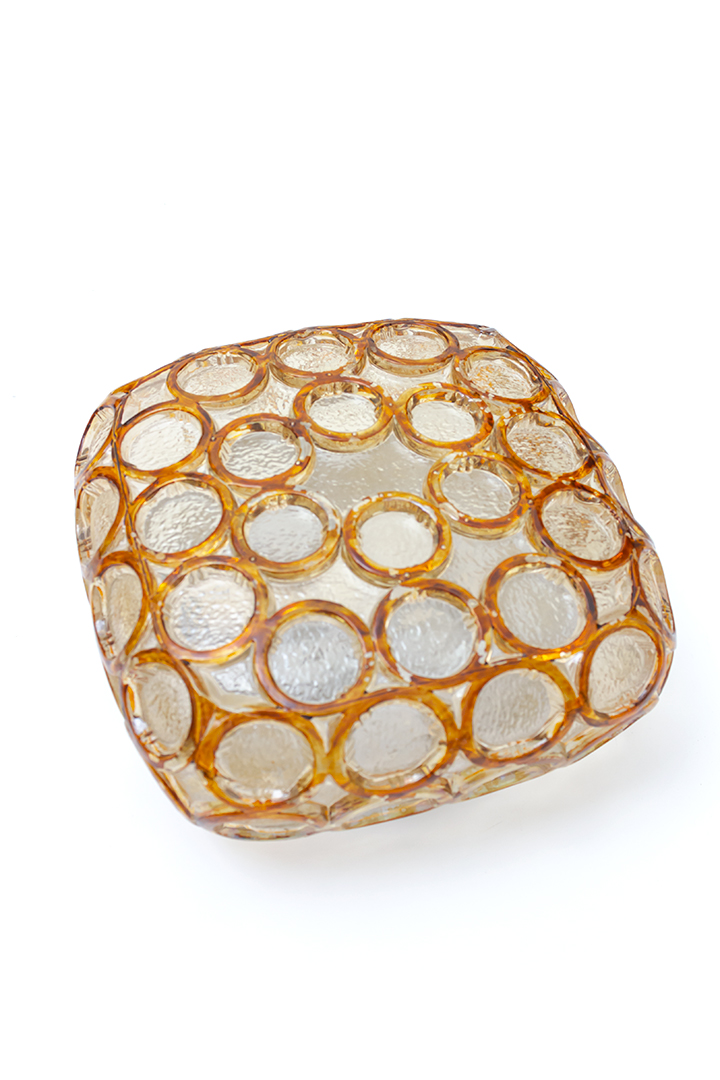 Vintage plafonniere bubbels glas vierkant Herda Limburg plafonnière Helena Tynell vintage