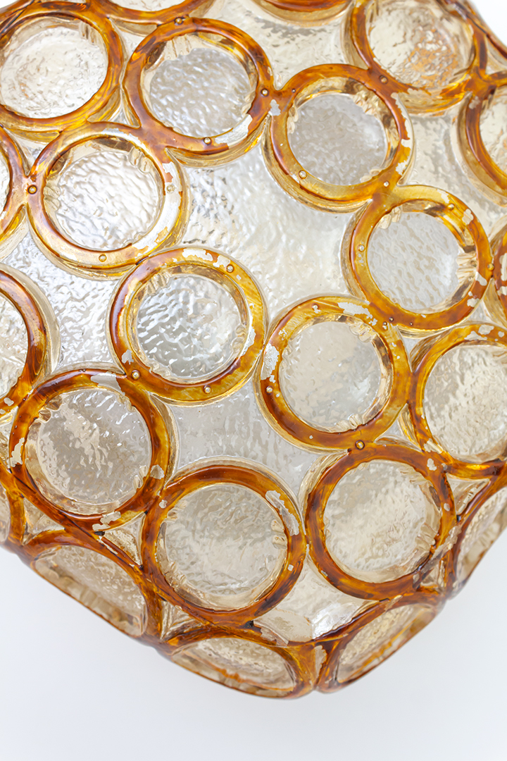 Vintage plafonniere bubbels glas vierkant Herda