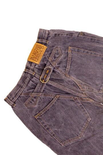 Grijze vintage Marithe Francois Girbaud jeans gesp en bijzondere zakken
