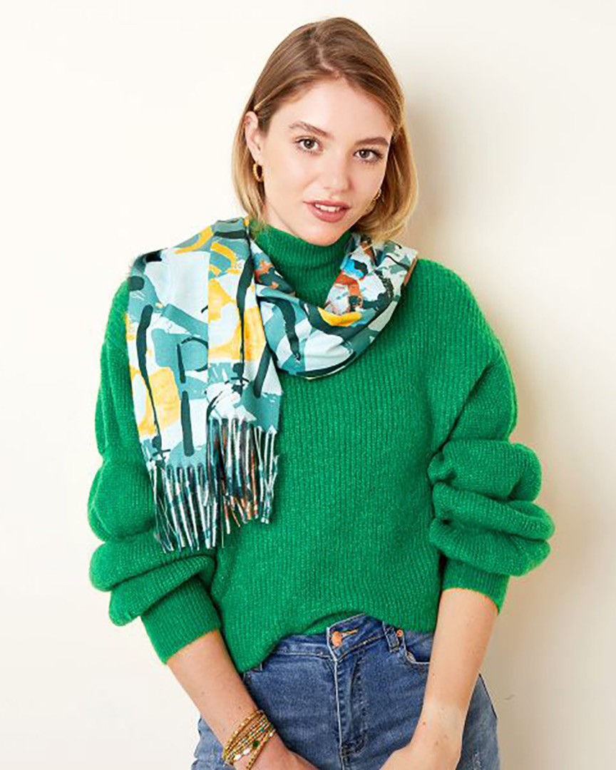 Groene trui vintage-look met pofmouwen