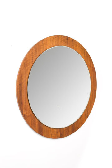 Grote ronde teak spiegel