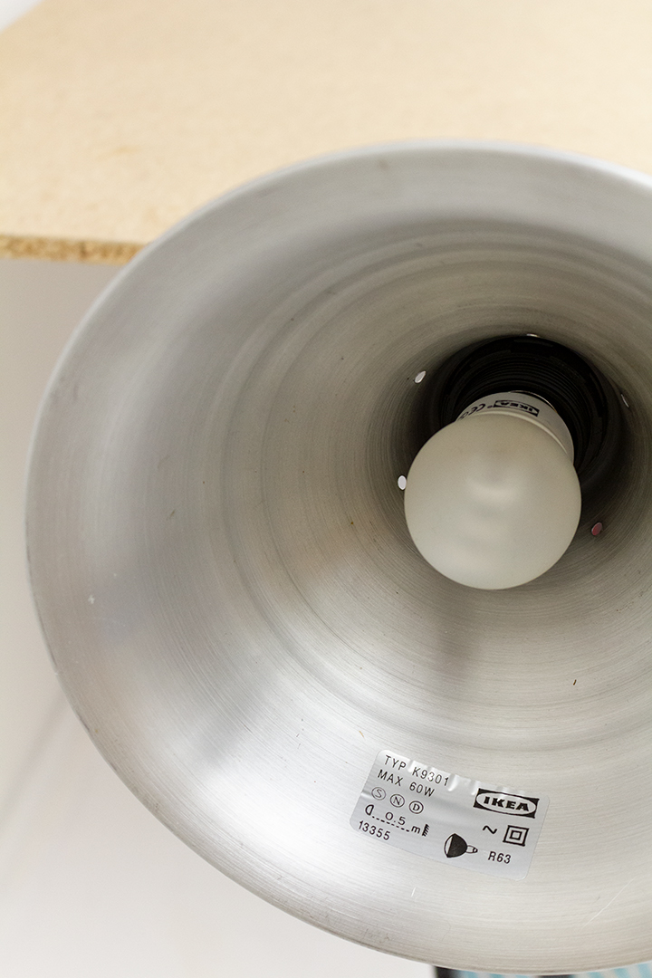 Grote vintage klemlamp hout en aluminium Ikea jaren 90