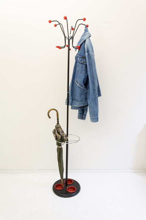 Hago kapstok zwart/rood met parapluhouder jaren 60