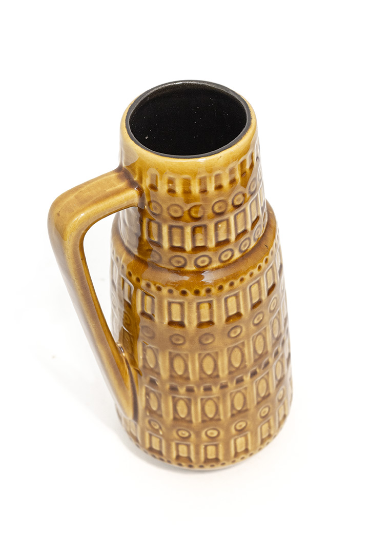 Inka Scheurich vaas okergeel met handvat 416-26 Vintage West-Germany