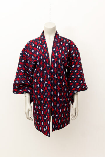 Japanse haori kimono vintage donkerblauw met rood/witte kruisjes