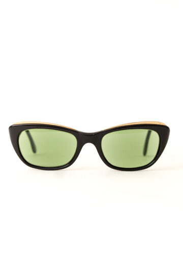 Jaren 50 cat eye zonnebril met zwart montuur en metalen detail
