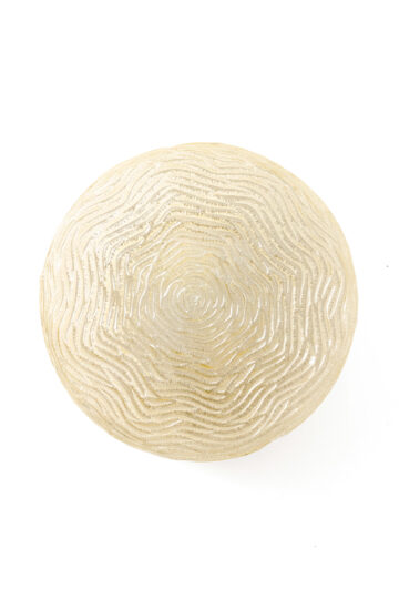 Jaren 60/70 plafonnière met beige glazen kap