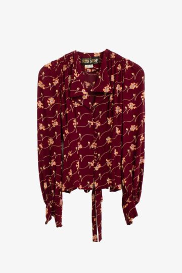 Jaren 70 bordeaux gebloemd chiffon set Bus Stop London by Lee Bender