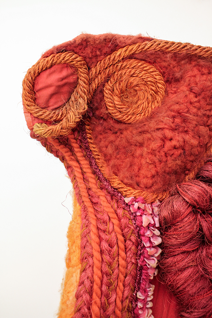 Jaren 70 wandkleed warme kleuren gevlochten met veel textuur