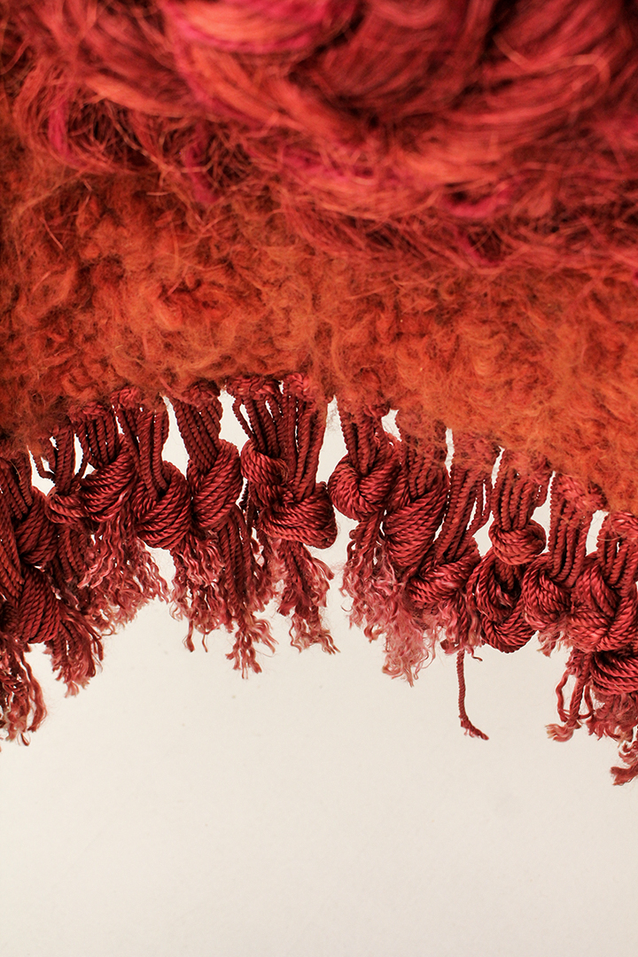 Jaren 70 wandkleed warme kleuren gevlochten met veel textuur