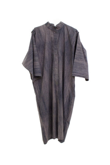Jaren 80 grijs gestreepte katoenen Vuokko jurk