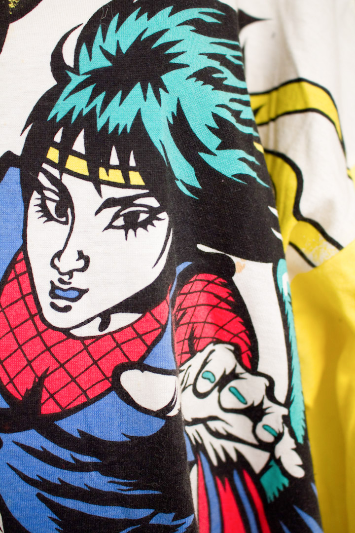 Jaren 80 Kansai Yamamoto t-shirt manga mesh