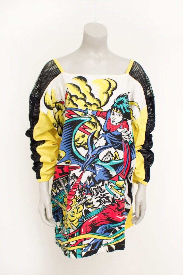 Jaren 80 Kansai Yamamoto t-shirt manga mesh