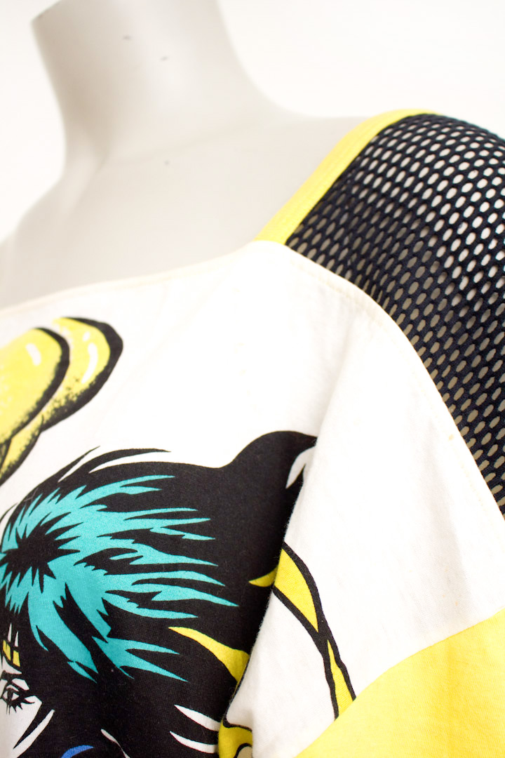 Jaren 80 Kansai Yamamoto t-shirt manga mesh