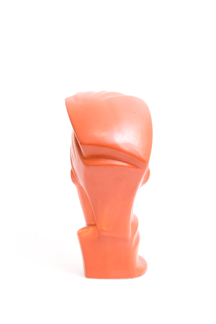 Jaren 80 koraalroze hoofd van keramiek Lindsey B