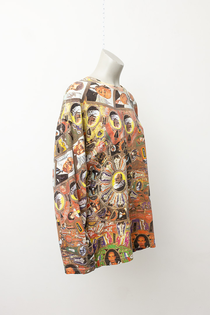 Jaren 80 longsleeve met portretten Walter van den Beirendonck vintage