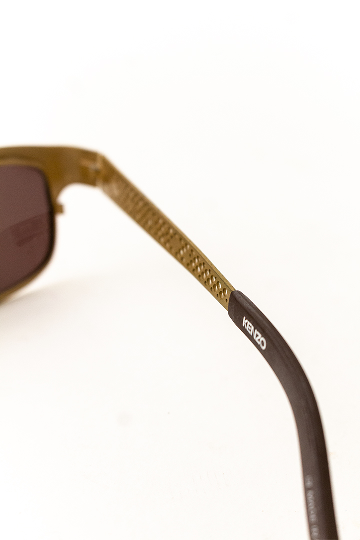 Jaren 90 Kenzo Techno zonnebril met metalen montuur en geperforeerd logo