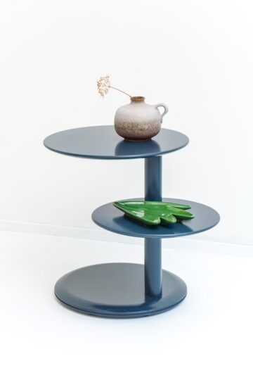 Jaren 90 Leolux donkergroene bijzettafel met draaibaar rond blad