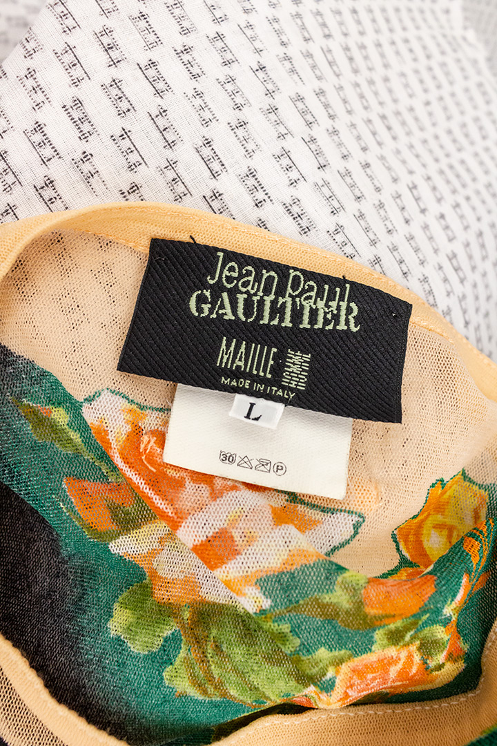 Jean Paul Gaultier vintage sheer longsleeve met rozenprint