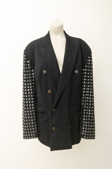 Jean Paul Gaultier voor Gibo zwart wollen colbert met studs jaren 80