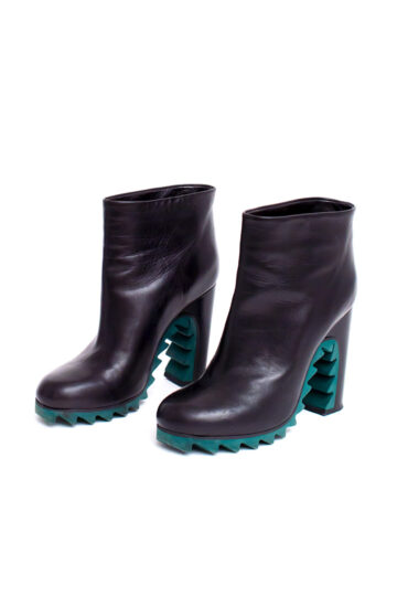 Jil Sander leren enkellaarzen met groene ‘sawtooth’ zool