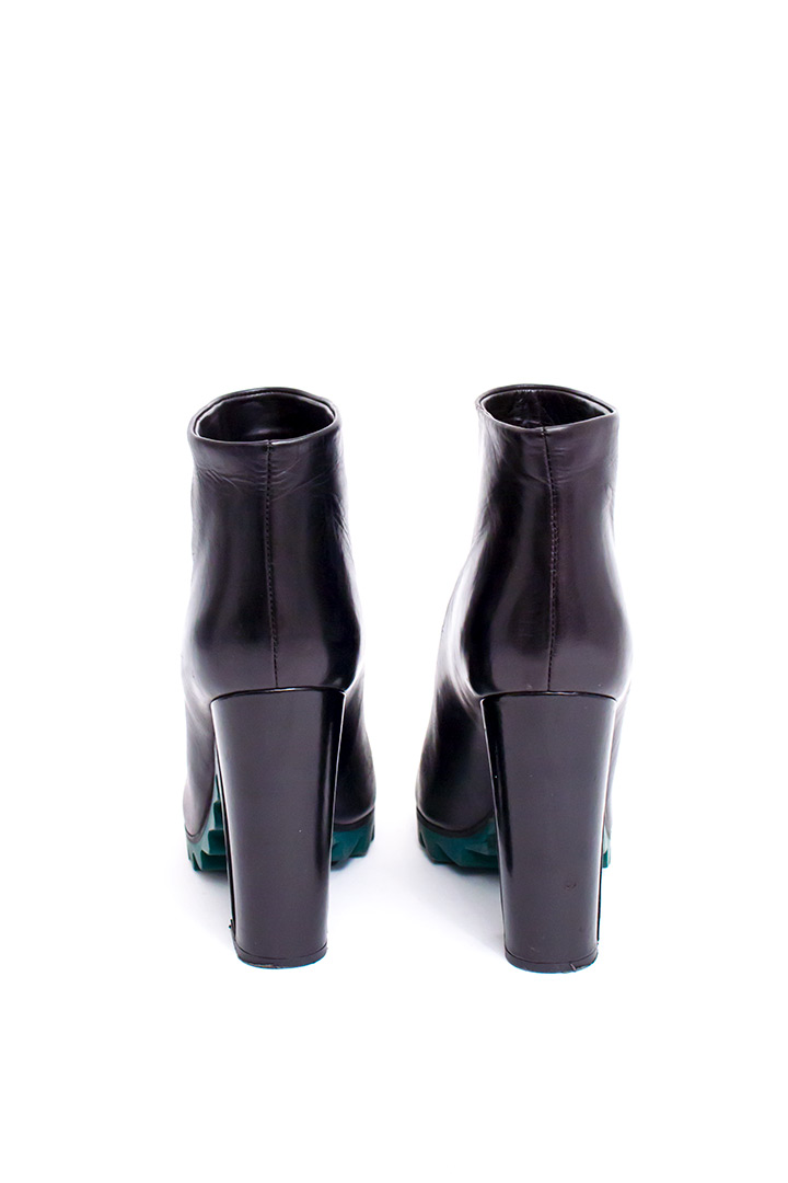 Jil Sander leren enkellaarzen met groene ‘sawtooth’ zool