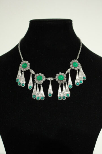 Jugendstil collier groen kristal