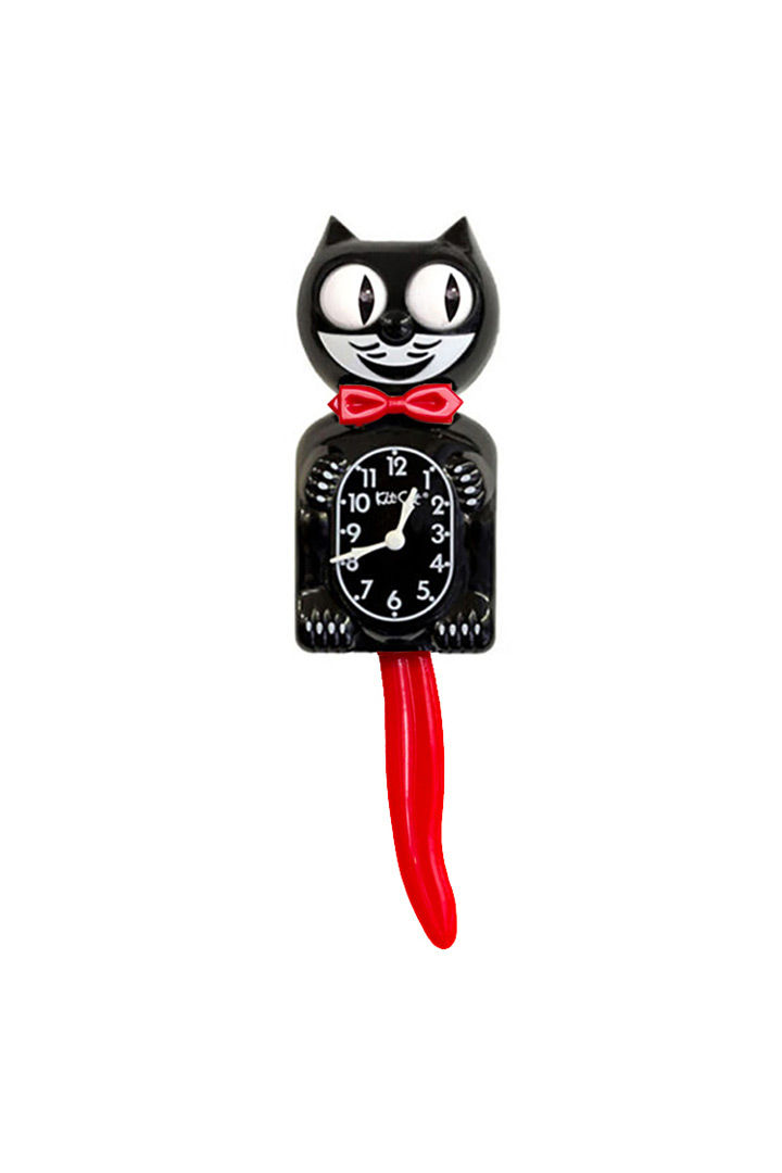 Kit-Cat Crimson Royale zwarte kattenklok met rode staart en strik - Afbeelding 2