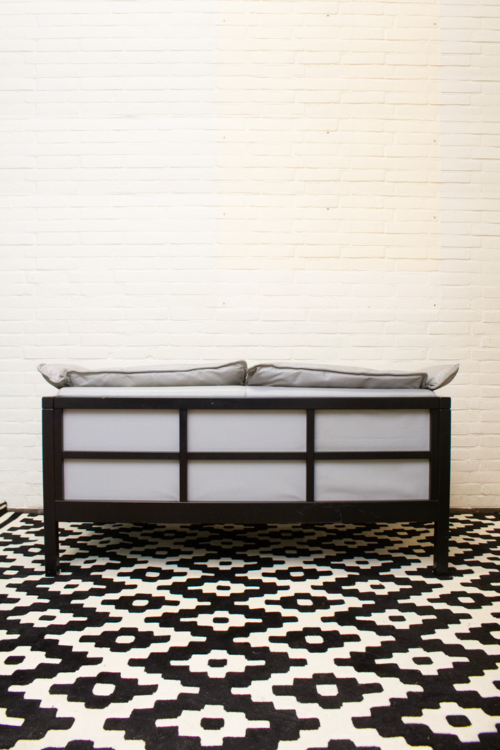 Retro Ikea twee-zits grijs leren bank Shoji