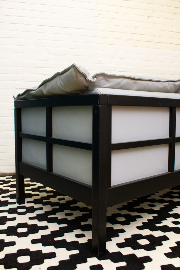 Retro Ikea twee-zits grijs leren bank Shoji