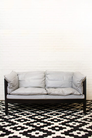 Retro Ikea twee-zits grijs leren bank Shoji