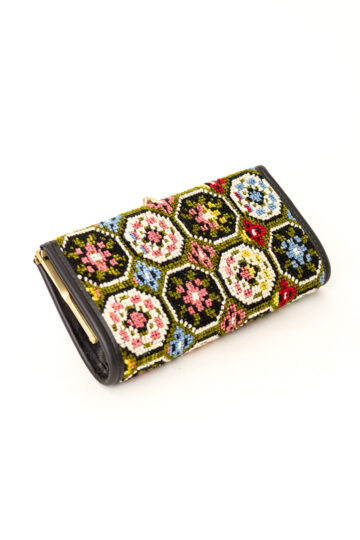 Kleurrijke vintage portemonnee met kiss lock sluiting