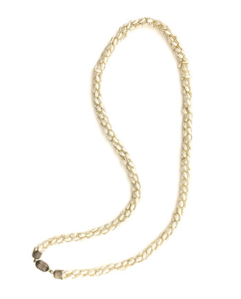 Lange vintage ketting met witte parels en kralen