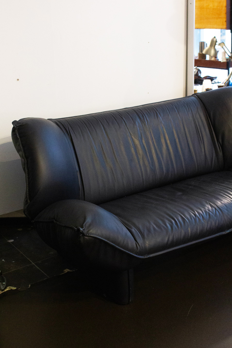 Donkerblauwe leren bankstel ‘Tango’ Jan Armgardt voor Leolux