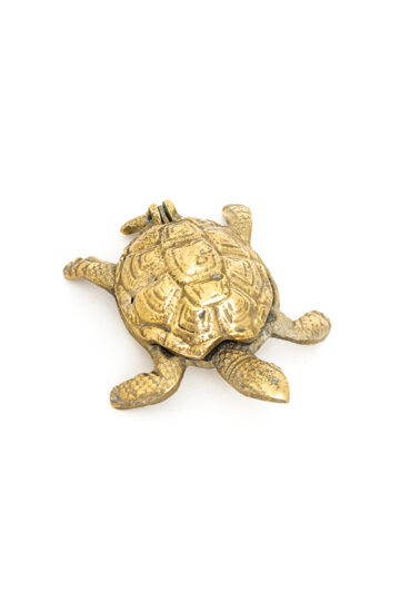 Messing schildpad asbak met deksel vintage