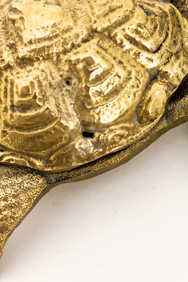 Messing schildpad asbak met deksel vintage