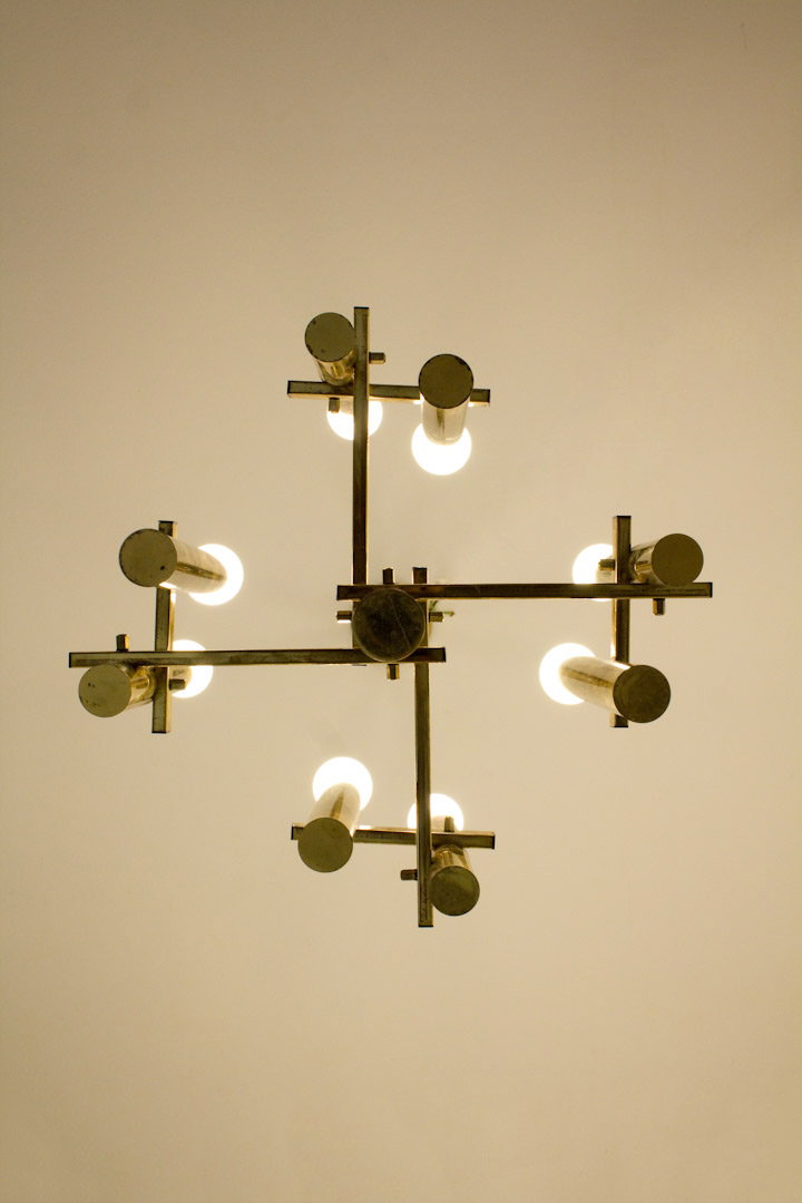 Midcentury Massive messing hanglamp / kroonluchter 'Sciolari'