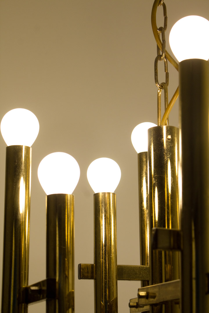 Midcentury Massive messing hanglamp / kroonluchter 'Sciolari'