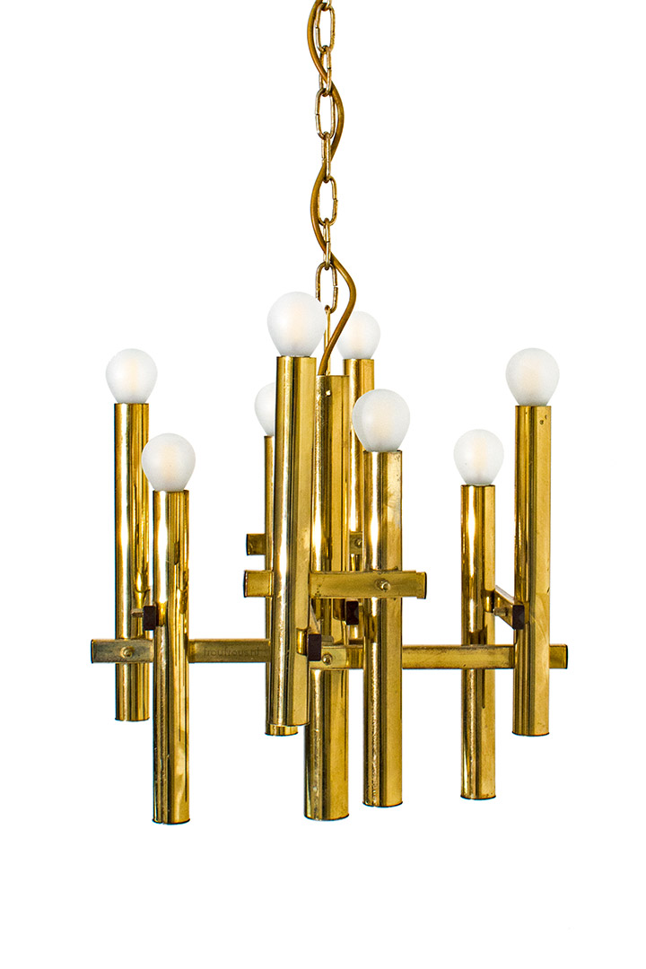 Midcentury Massive messing hanglamp / kroonluchter 'Sciolari'