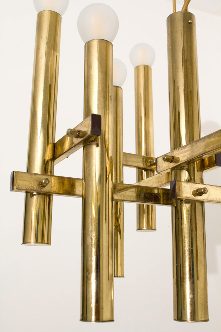 Midcentury Massive messing hanglamp / kroonluchter 'Sciolari'