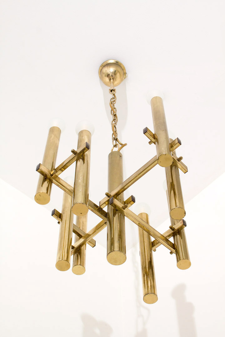 Midcentury Massive messing hanglamp / kroonluchter 'Sciolari'