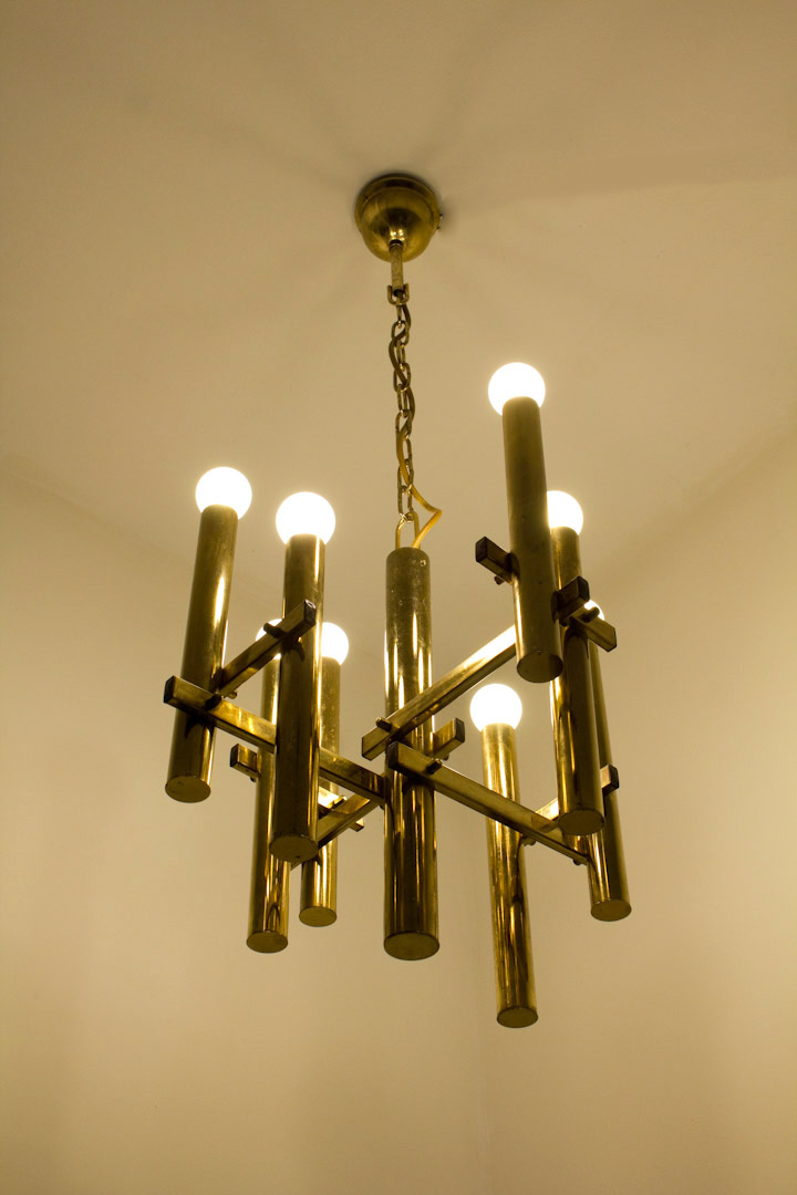 Midcentury Massive messing hanglamp / kroonluchter 'Sciolari'