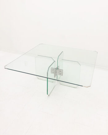 Minimalistische glazen salontafel jaren 80