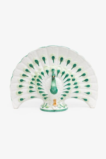 Nora Fenton Majolica vaas/ bloempot wit met groene pauwen