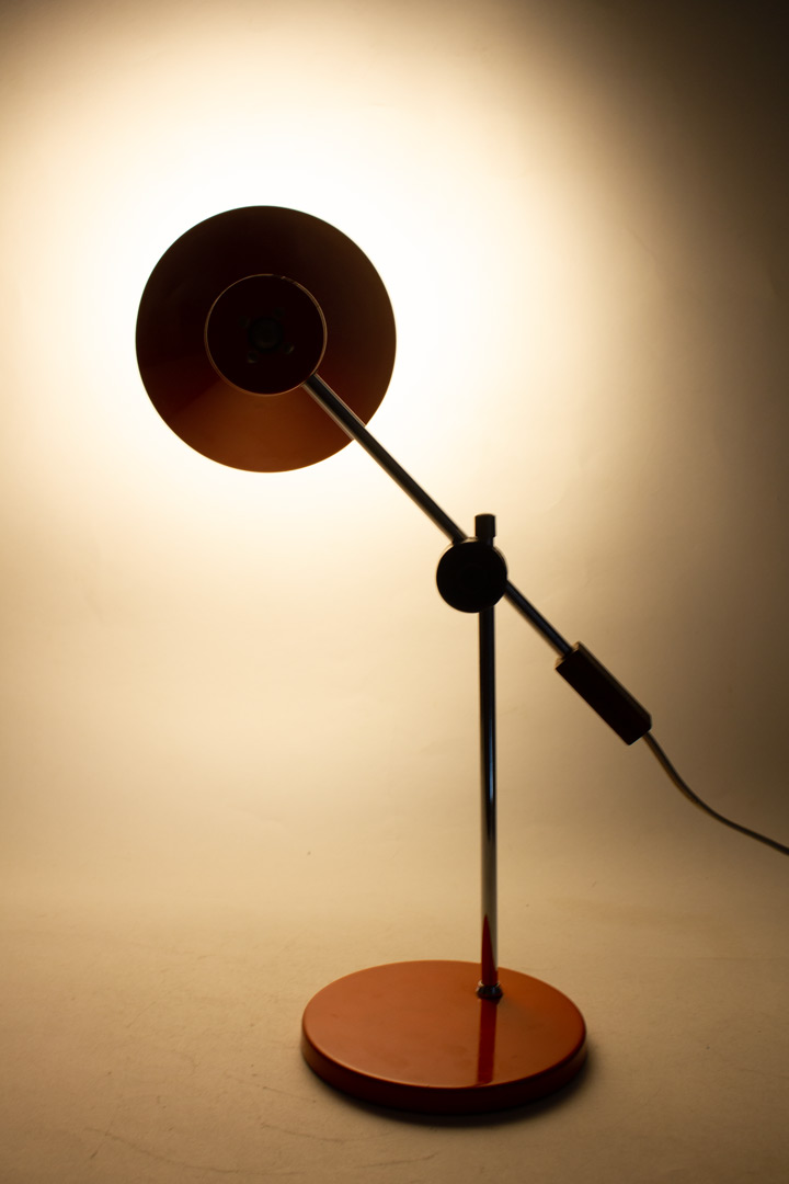 60’s oranje tafellamp J. Hoogervorst voor Anvia