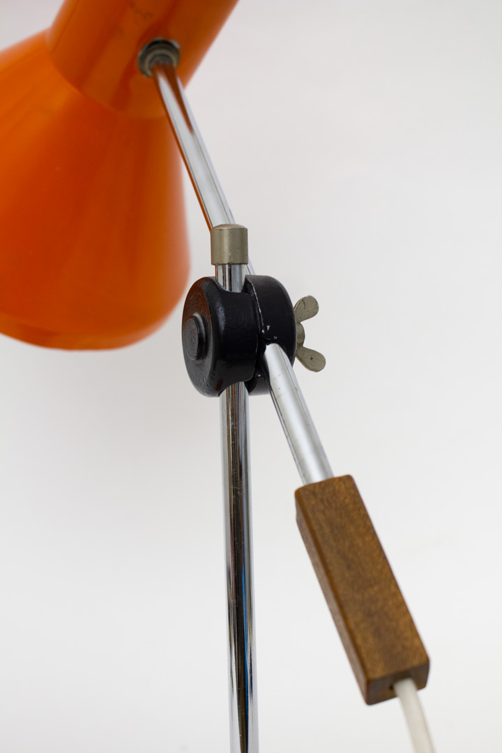 60’s oranje tafellamp J. Hoogervorst voor Anvia