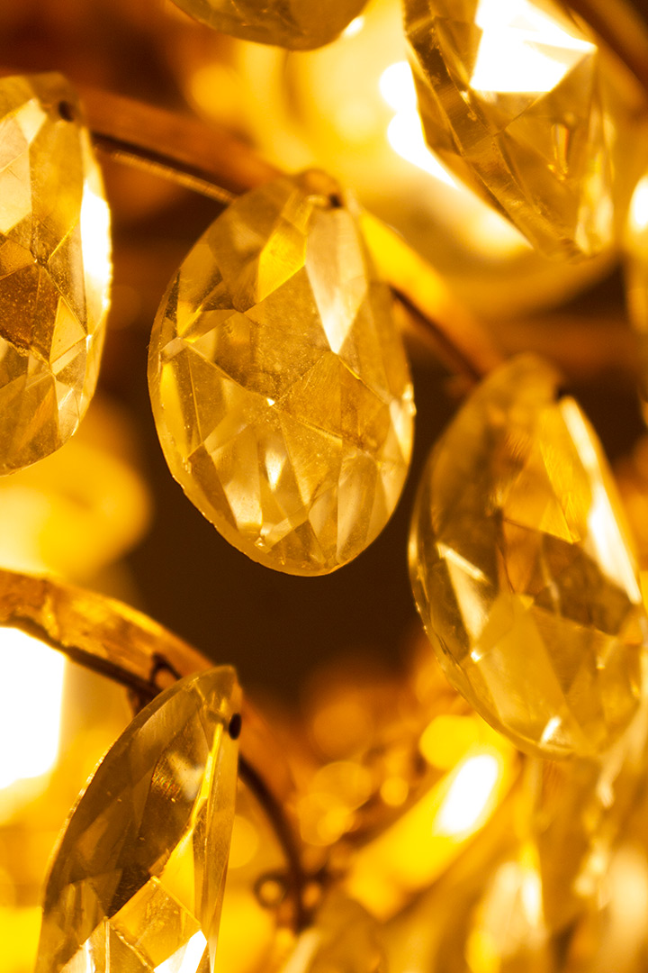 Palwa vergulde kroonluchter met kristallen Palme & Walter jaren 60